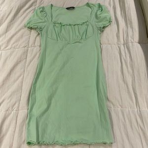 NWOT mint green fitted dress with lettuce trim